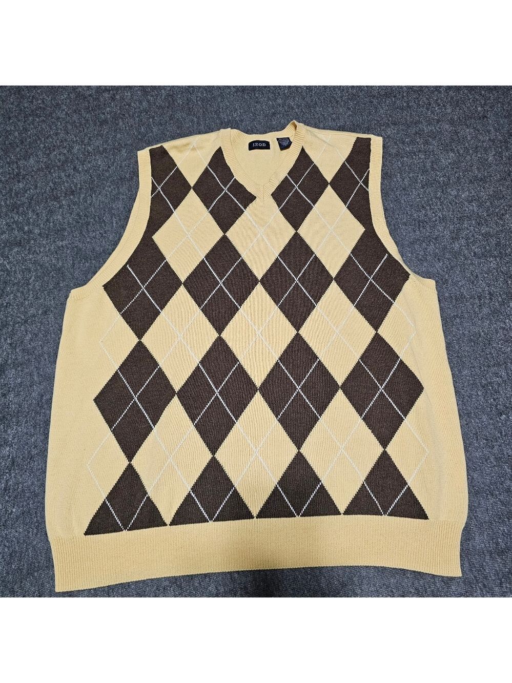 IZOD Men's Large Argyle Sweater Vest Blue/Grey Cotton